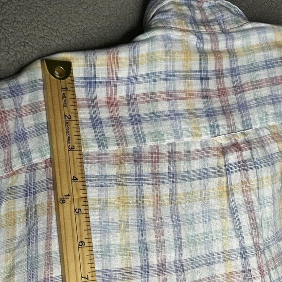 Peter Millar Shirt Mens Large Multi Plaid Linen Button Down Long Sleeve Casual - Picture 14 of 15